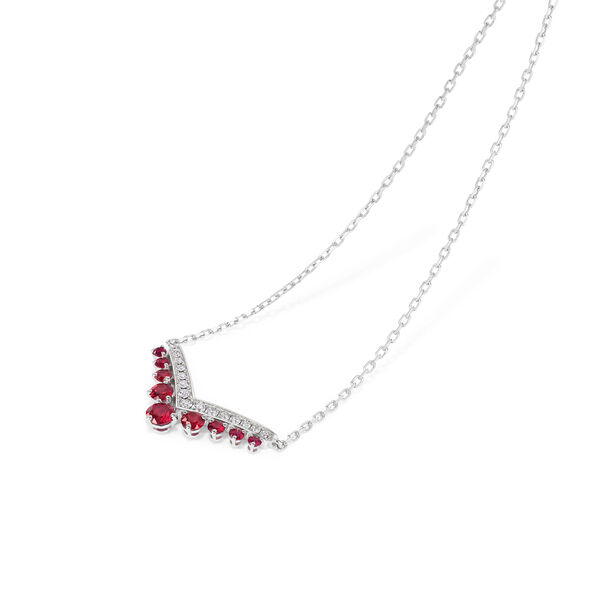 Josephine Aigrette White Gold, Ruby and Diamond Pav&eacute; Pendant